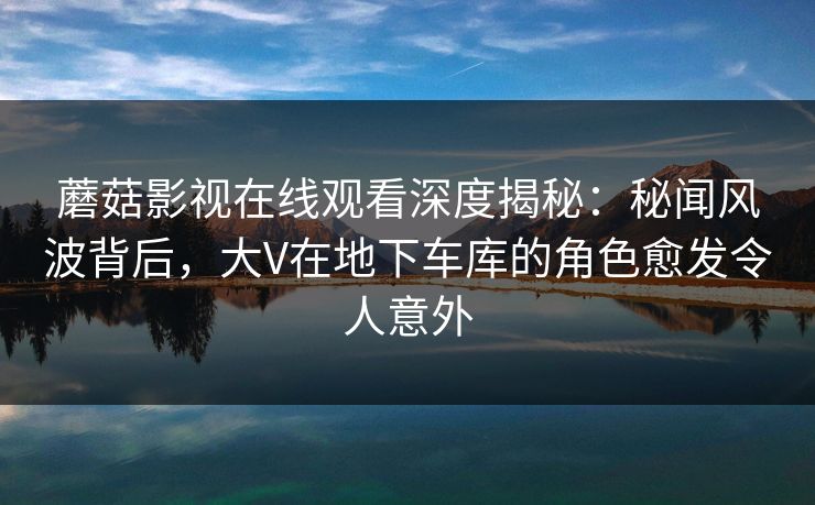 蘑菇影视在线观看深度揭秘：秘闻风波背后，大V在地下车库的角色愈发令人意外