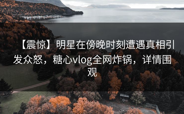 【震惊】明星在傍晚时刻遭遇真相引发众怒，糖心vlog全网炸锅，详情围观