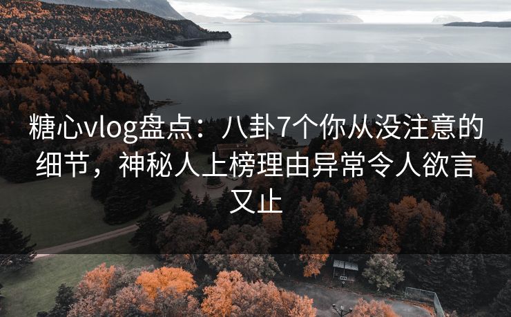 糖心vlog盘点：八卦7个你从没注意的细节，神秘人上榜理由异常令人欲言又止