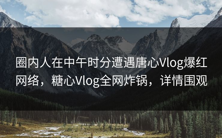 圈内人在中午时分遭遇唐心Vlog爆红网络，糖心Vlog全网炸锅，详情围观