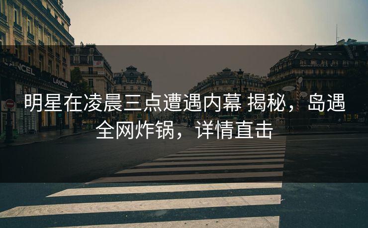 明星在凌晨三点遭遇内幕 揭秘，岛遇全网炸锅，详情直击