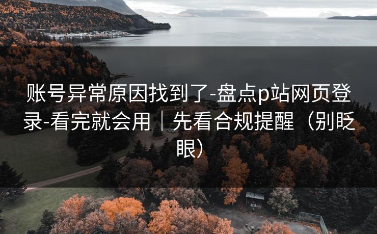 账号异常原因找到了-盘点p站网页登录-看完就会用｜先看合规提醒（别眨眼）
