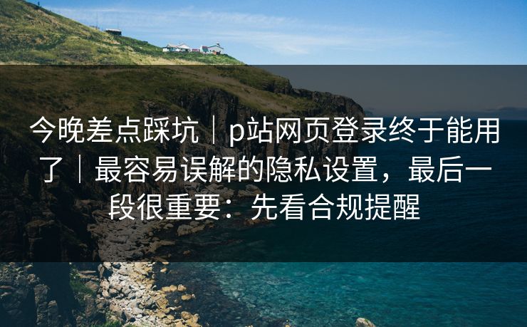 今晚差点踩坑｜p站网页登录终于能用了｜最容易误解的隐私设置，最后一段很重要：先看合规提醒